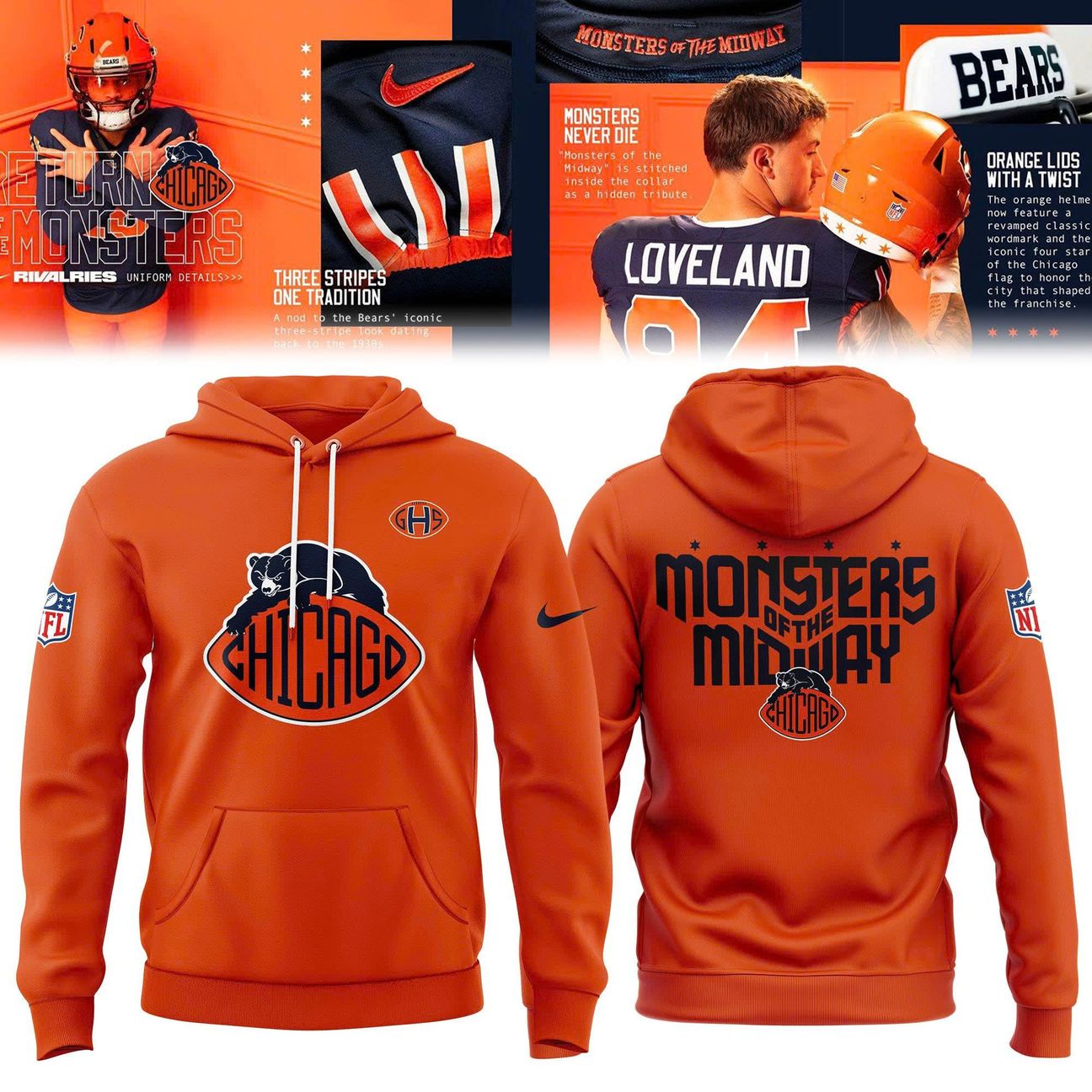 Unisex Chicago Bears 2026 Rivalries Hoodie
