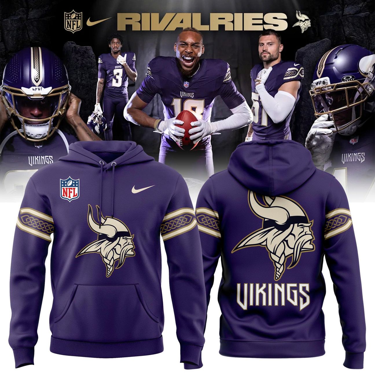(Adult & Kids) Minnesota Vikings 2026 Rivalry Hoodie