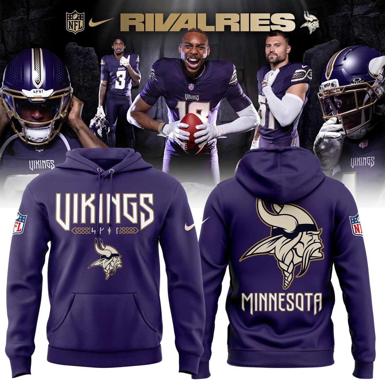 (Adult & Kids) Minnesota Vikings 2026 Rivalry Hoodie
