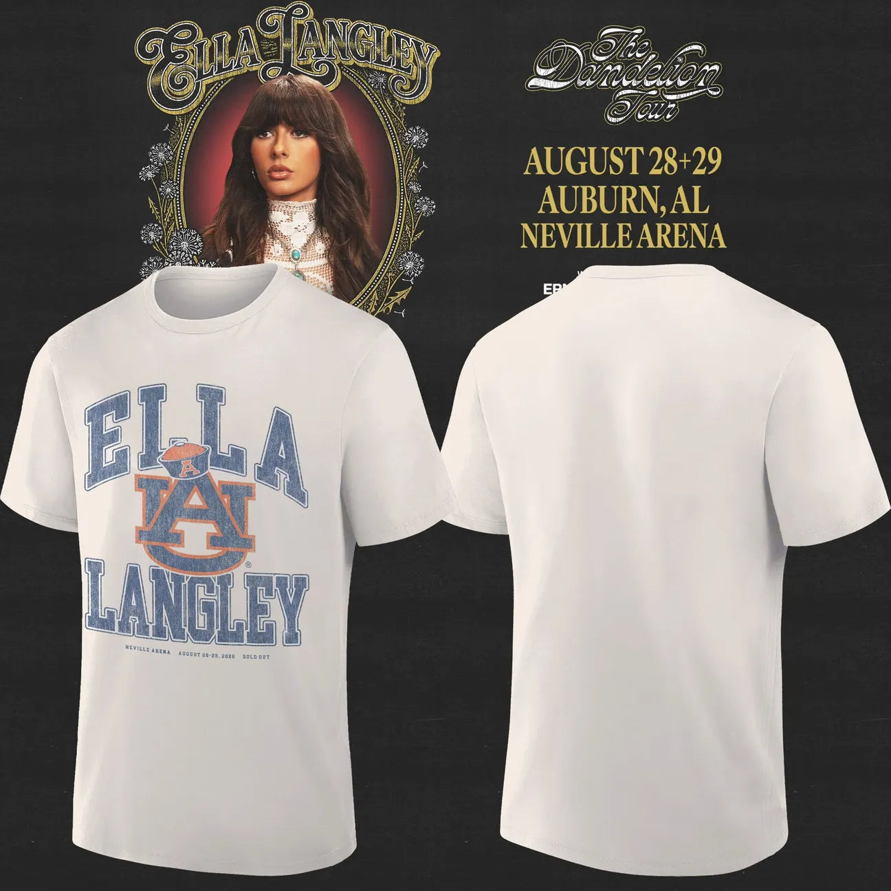 Auburn Tigers x Ella Langley – The Dandelion Tour 2026 Neville Arena Shirt