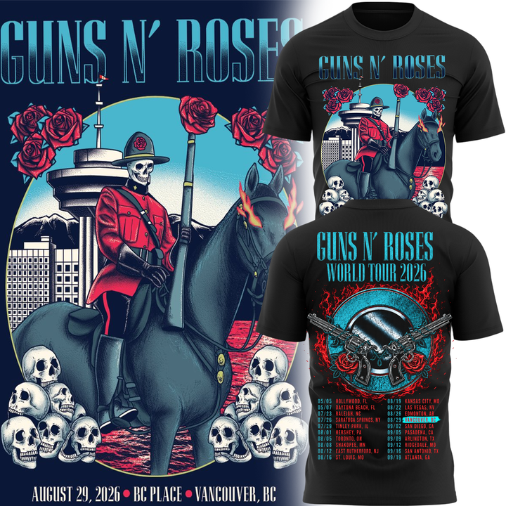 Guns N' Roses BC Place Vancouver 2026 Tour T-Shirt