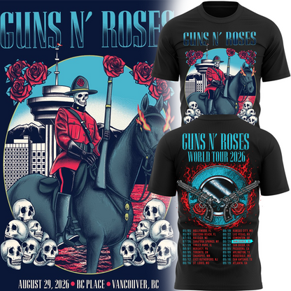 Guns N' Roses BC Place Vancouver 2026 Tour T-Shirt
