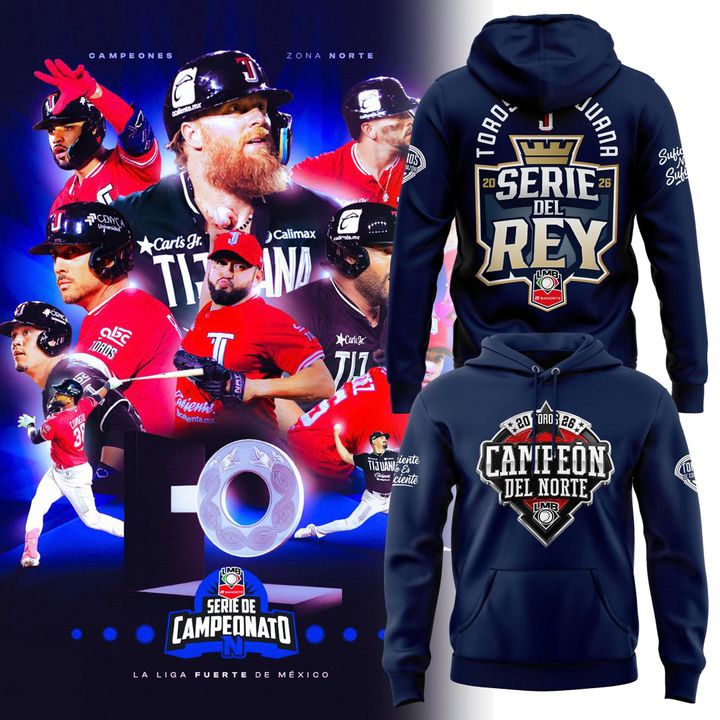 Sudadera De Béisbol Toros De Tijuana Pullover Azul Marino Escudo Campeón