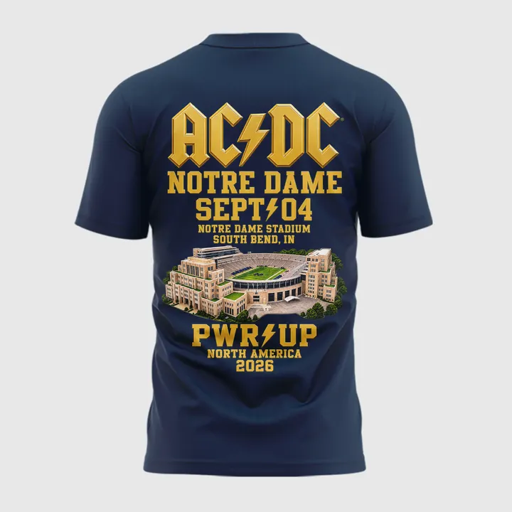 Limited Edition Navy Shirt AC/DC Live From Notre Dame Stadium - Power Up Tour 2026 T-Shirt