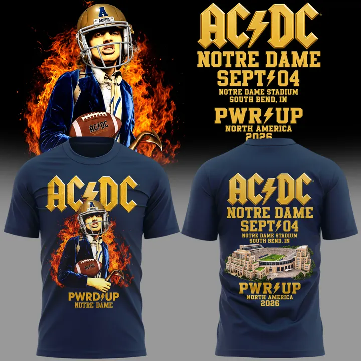 Limited Edition Navy Shirt AC/DC Live From Notre Dame Stadium - Power Up Tour 2026 T-Shirt