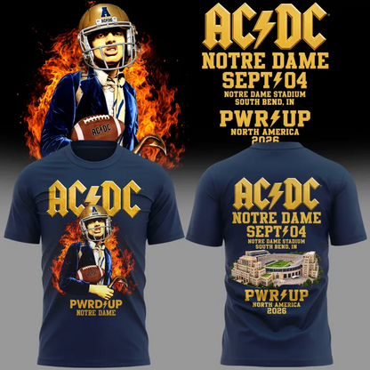 Limited Edition Navy Shirt AC/DC Live From Notre Dame Stadium - Power Up Tour 2026 T-Shirt