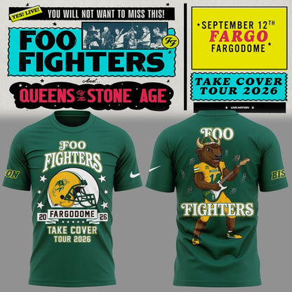 02.20. Limited Edition Foo Fighters x NDSU Football - Take Cover Tour 2026 T-Shirt