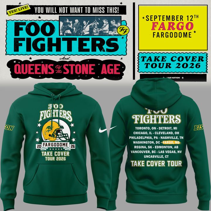 02.34. Pefect Hoodie Foo Fighters x NDSU Football - Take Cover Tour 2026 Hoodie