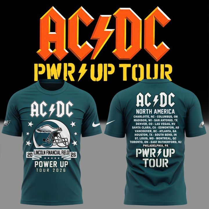 Limited Edition AC/DC x Philadelphia Eagles - POWER UP TOUR 2026 T-Shirt