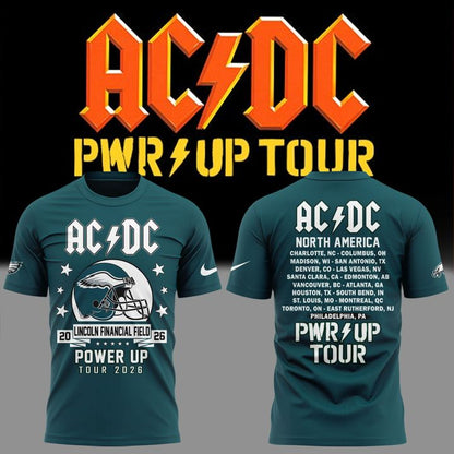 Limited Edition AC/DC x Philadelphia Eagles - POWER UP TOUR 2026 T-Shirt