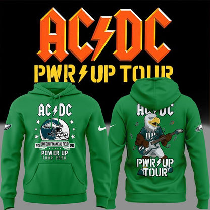 Green Hoodie AC/DC x Philadelphia Eagles - POWER UP TOUR 2026 Hoodie