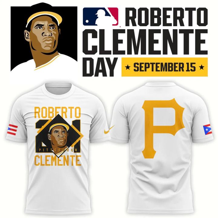 Roberto Clemente 21 Pittsburgh Pirates September 15 Day T-Shirt – White