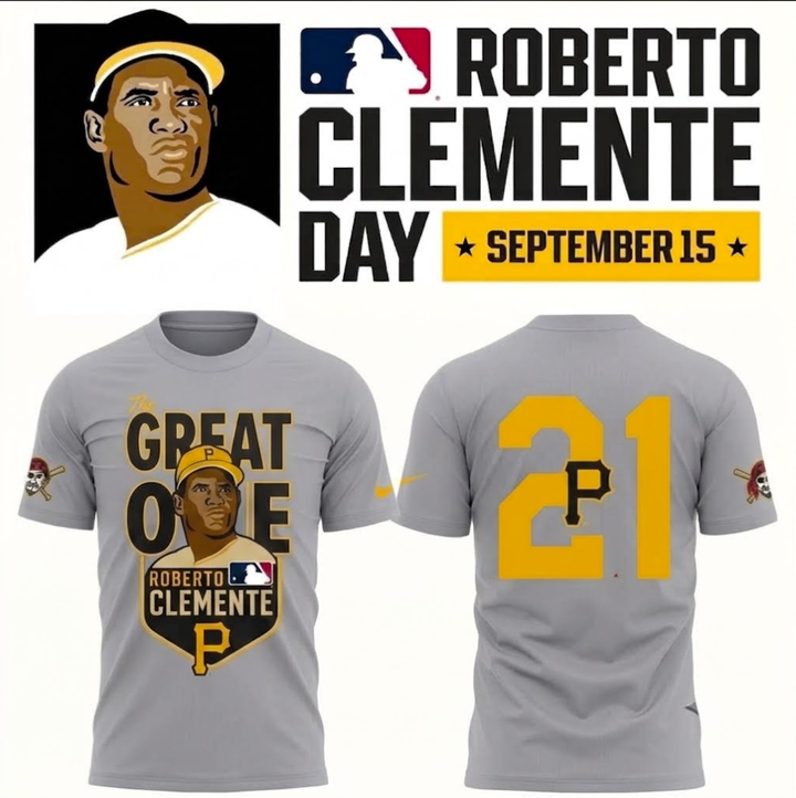 Roberto Clemente Day "The Great One" Pittsburgh Pirates Gray Graphic T-Shirt