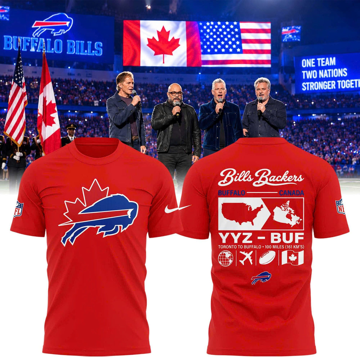 Unisex Red Buffalo Bills Canada "Bills Backers" T-shirt