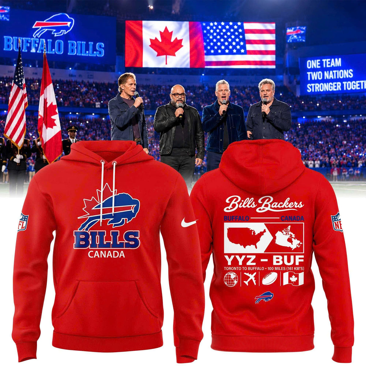 Unisex Red Buffalo Bills Canada "Bills Backers" Special Pullover Hoodie