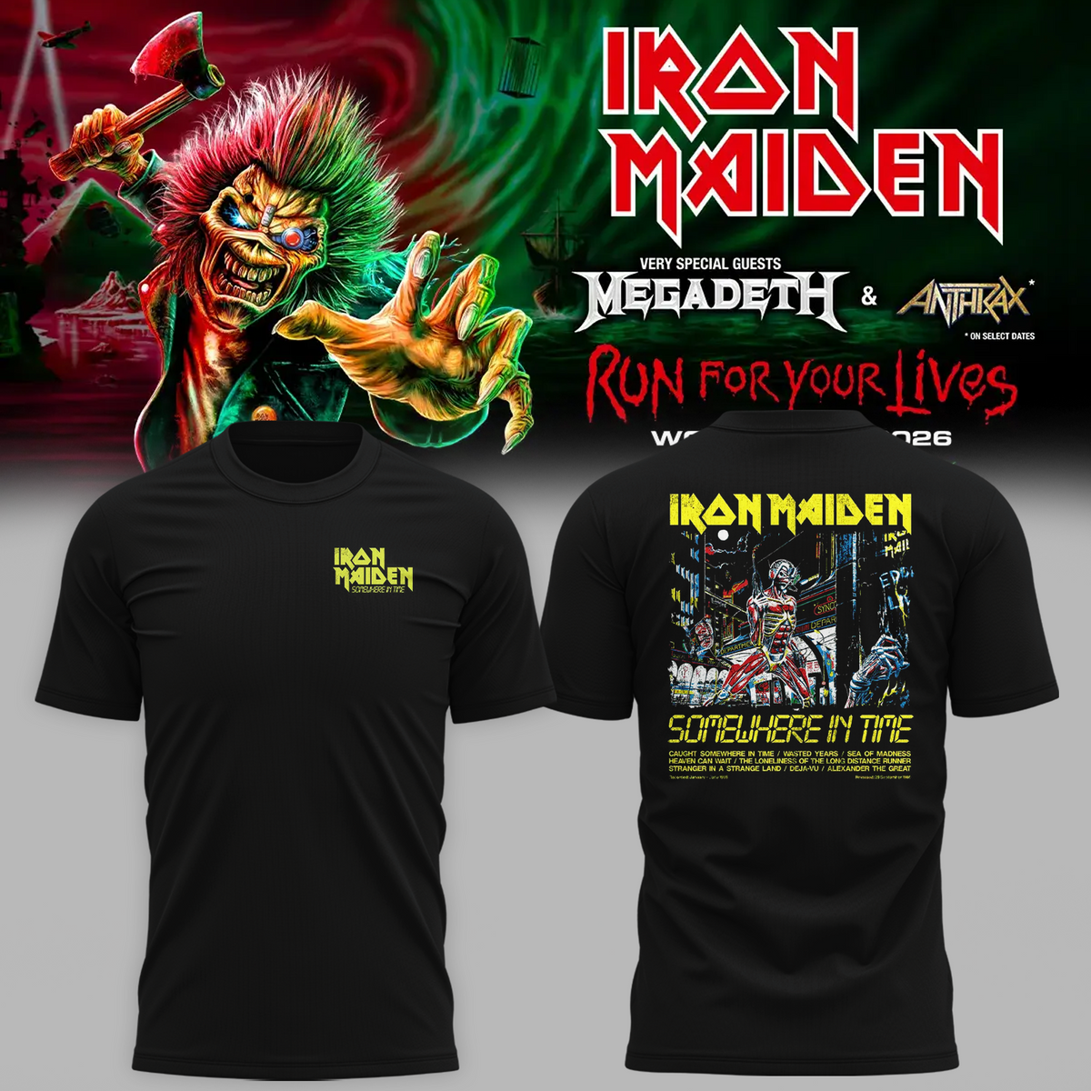 Iron Maiden Somewhere In Time 40th Anniversary Collection Tracklist T-Shirt