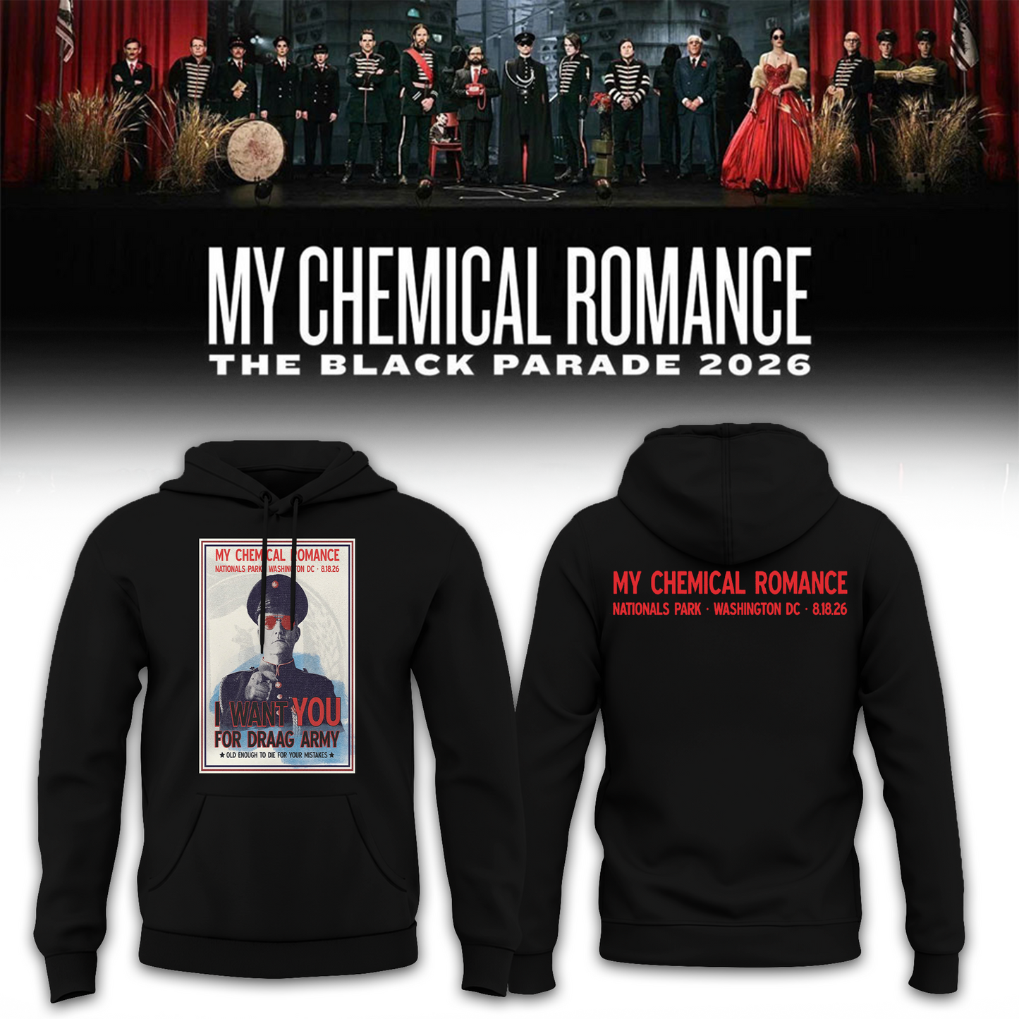 Limited Edition MCR Long Live The Black Parade Tour US 2026 At Washington, D.C Hoodie