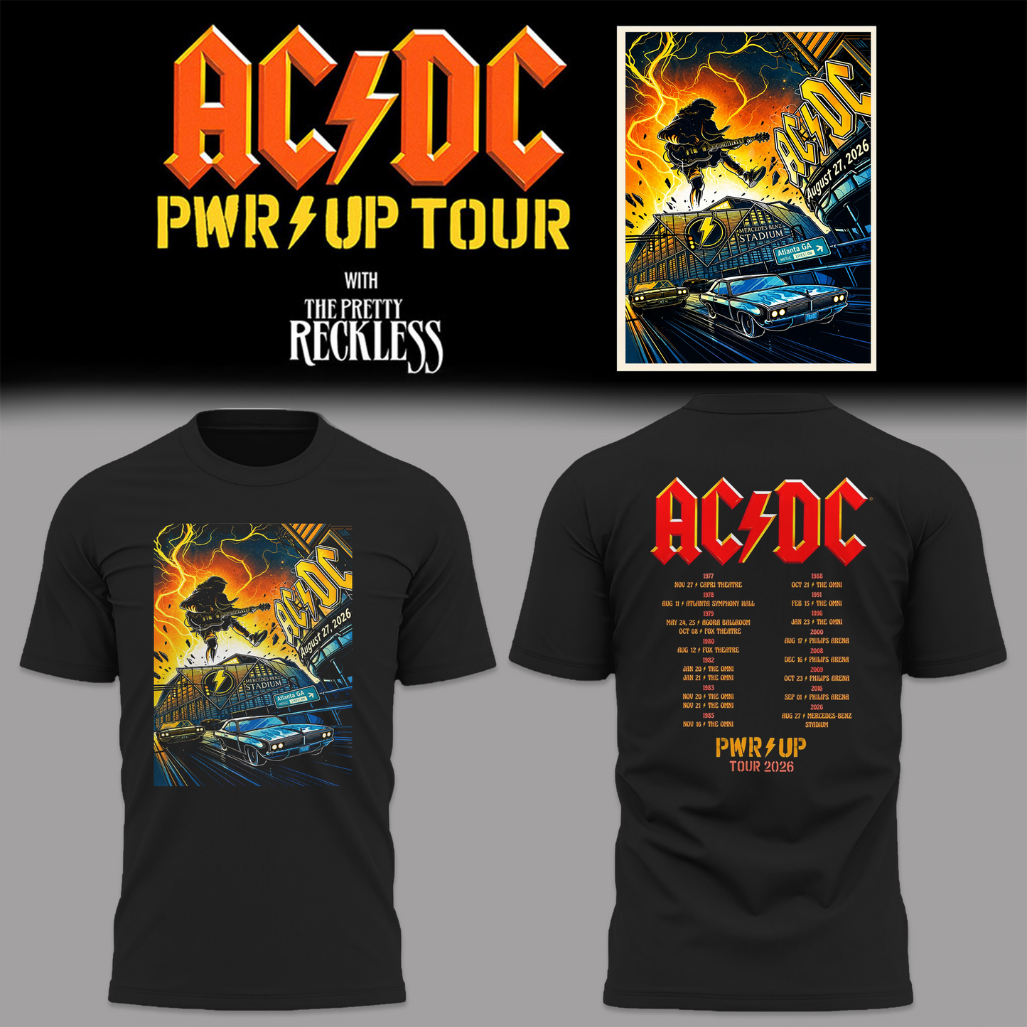 Newest Shirt AC/DC - Exclusive Atlanta Event Shirt - Power Up Tour 2026 T-Shirt