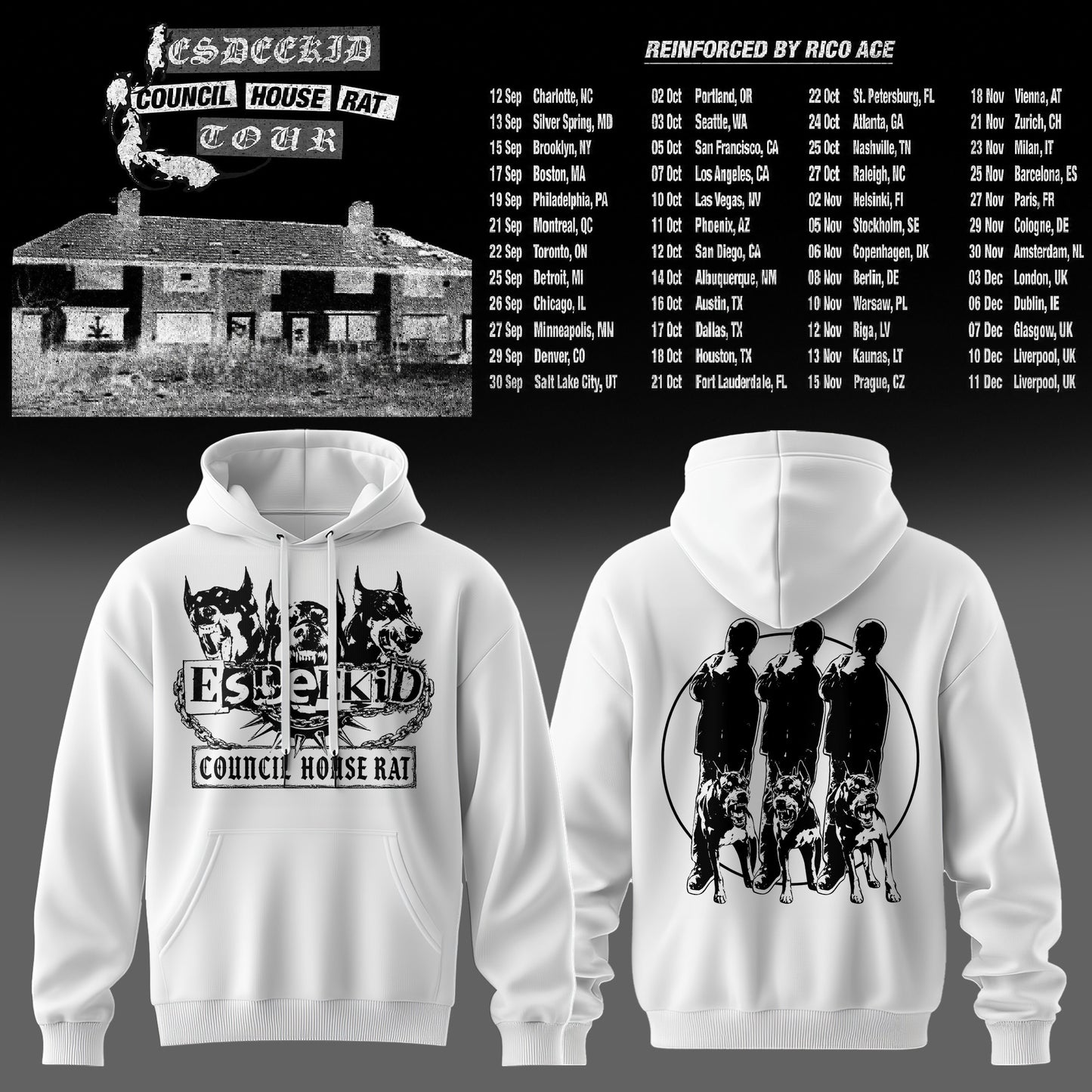 Council House Rat Tour Vintage Graphic Hoodie