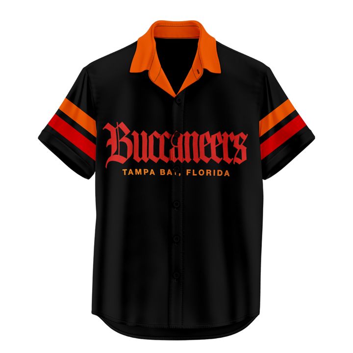 Men's Tampa Bay Buccaneers Duvin Designs Black Cabana Button-Up Shirt