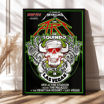 The Art of Squindo Poster For Las Vegas Nevada On October 2 2026 Celebrating 27 Years of Metallica Art Premium Poster Canvas
