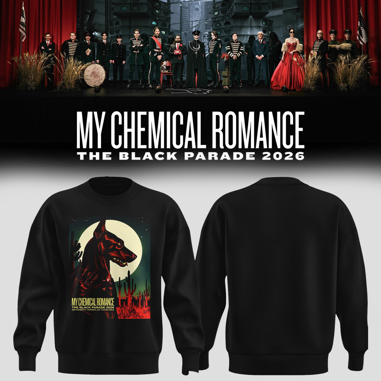 My Chemical Romance Phoenix AZ 2026 Event Poster Live At Chase Field Sep 6 2026 Sweater