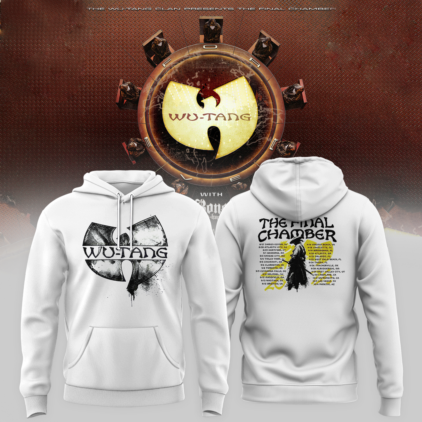 Wu-Tang Clan The Final Chamber 2026 North America Tour Merch The Samurai White Hoodie