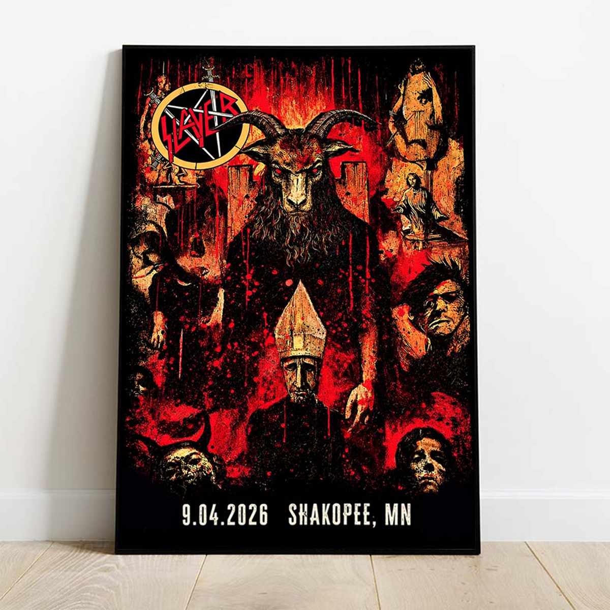 _Slayer_Shakopee MN 2026 Event Tee Reign In Blood 40 Anniversary Tour September 4 2026 Two Sided Poster