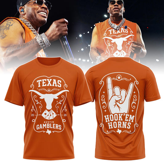 Nelly × Longhorns × Austin Gamblers ’26 Tshirt