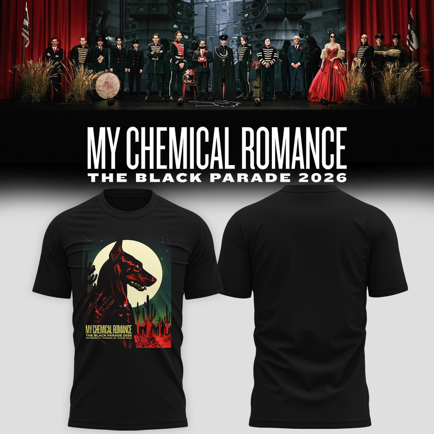 My Chemical Romance Phoenix AZ 2026 Event Poster Live At Chase Field Sep 6 2026 T shirt