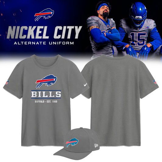Gray Blue Buffalo Bills Nickel City Game Tshirt