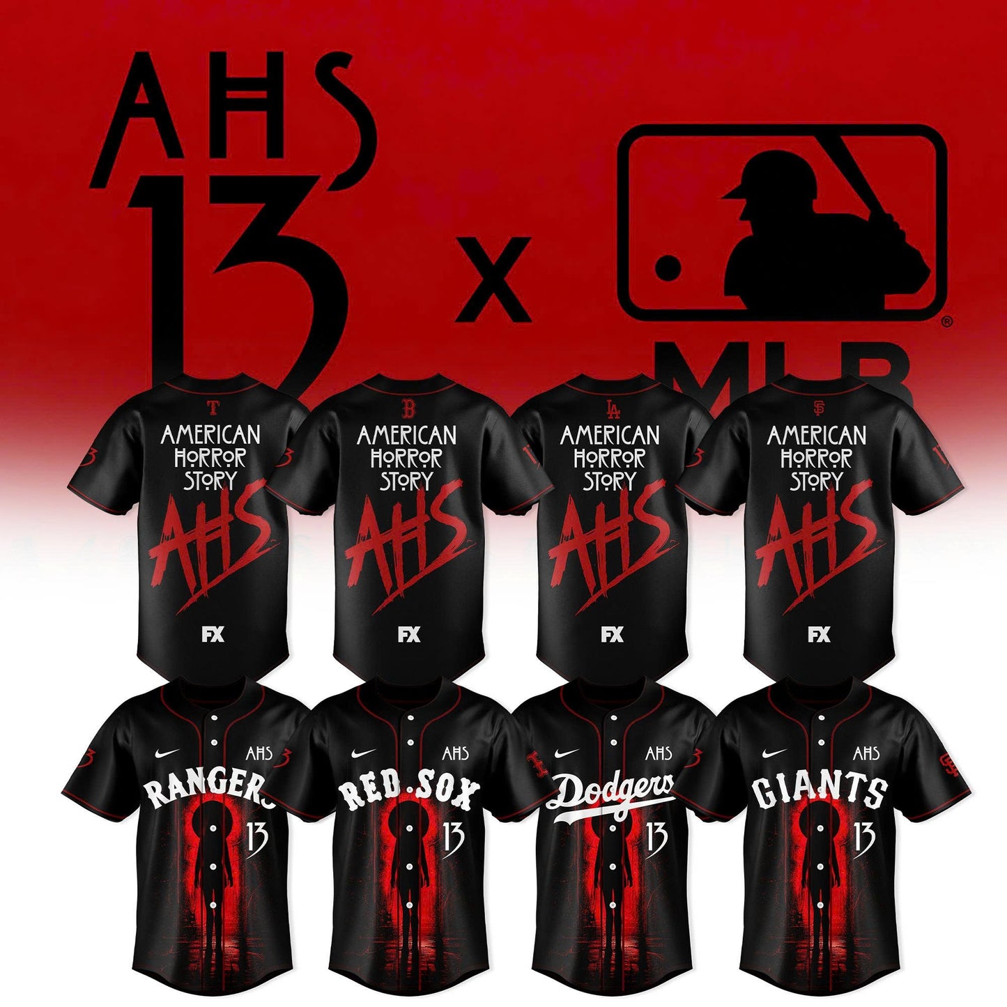 .Baseball All Team x American Horror Story 13 3D All-Over Print Baseball Jersey – Black Style