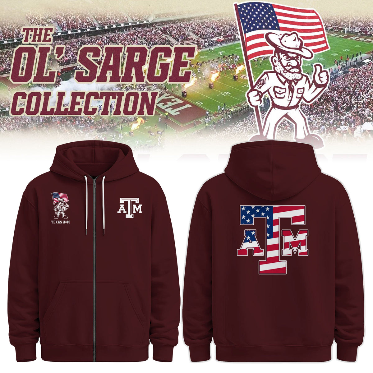 Youth Ol’ Sarge American Flag Zip Hoodie