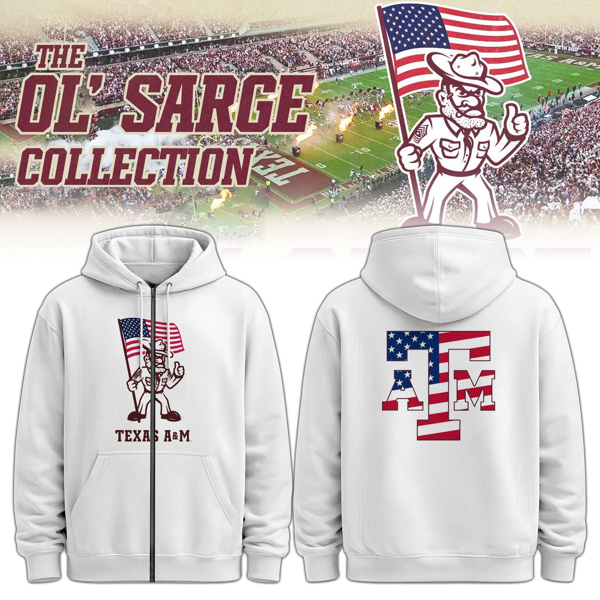 Youth Ol’ Sarge American Flag Zip Hoodie