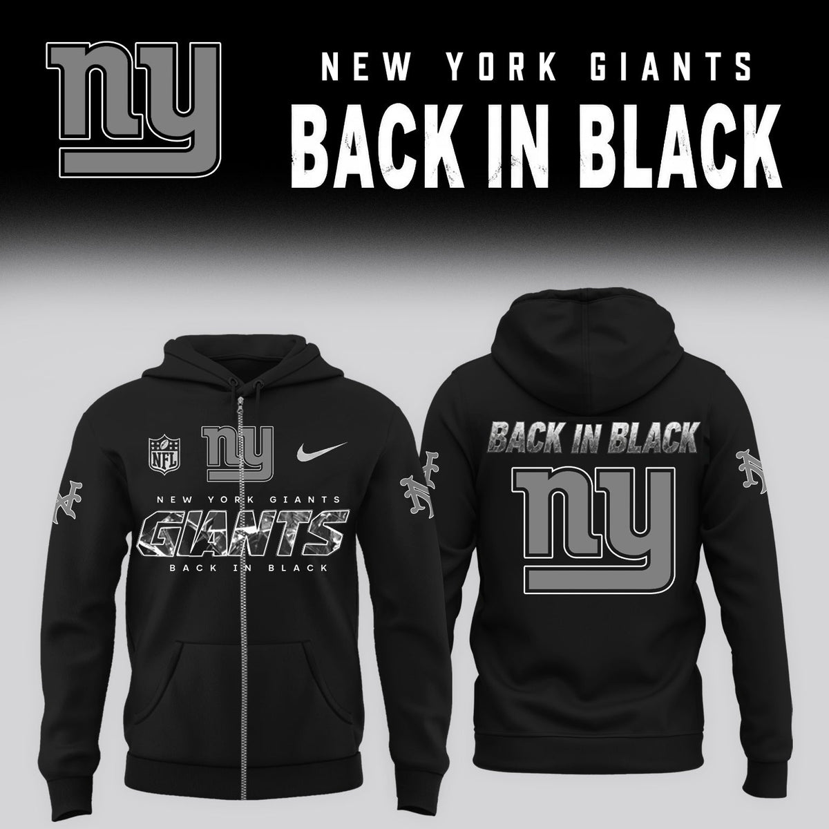 2026 NY Giants - Back In Black Limited Edition ZipHoodie